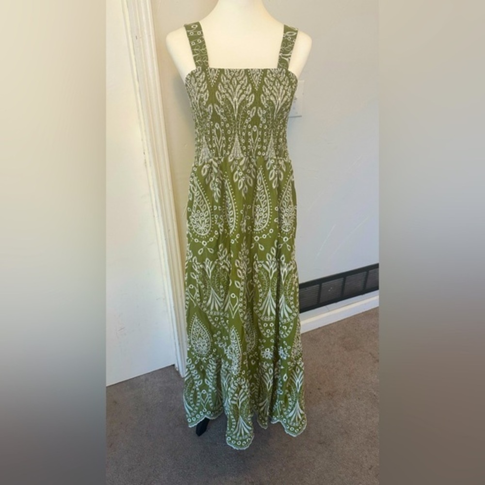 Ana & Rose Green Suzani Embroidered Maxi Dress XL NWOT
